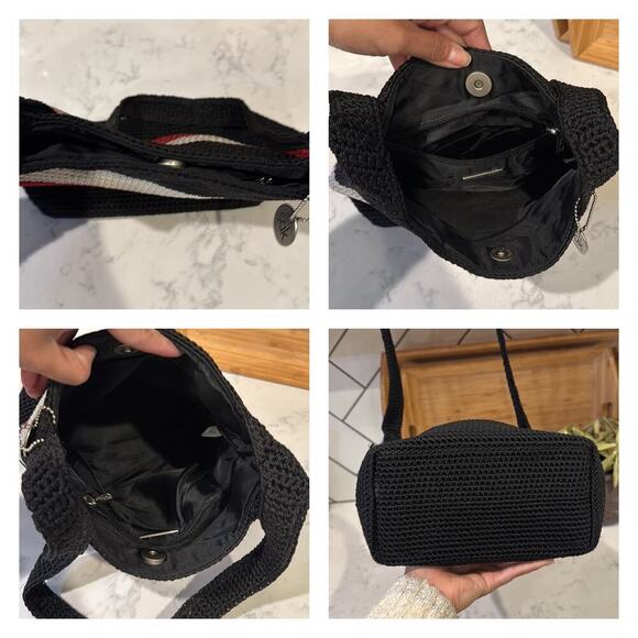 The Sak red black white woven shoulder bag beach summer bohemian earthy artsy - Picture 8 of 8